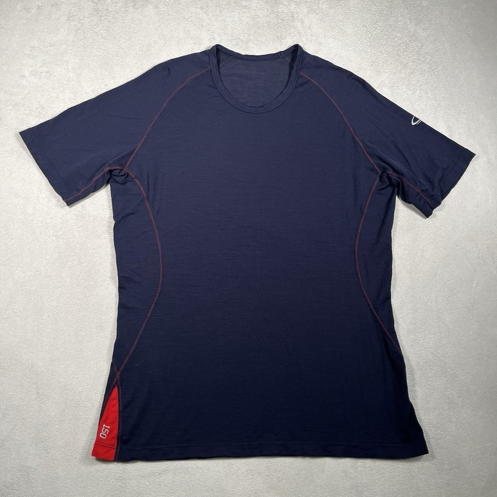 Icebreaker GT 150 Mens Medium Merino Wool T Shirt Navy Short Sleeve Base Layer